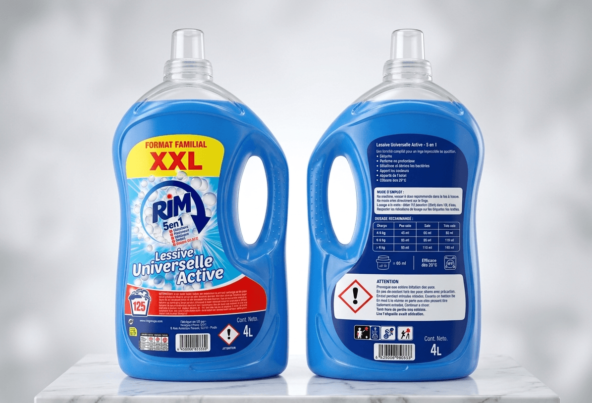 Lessive liquide 125 lavages active 5 en 1 RIM bleu XXL (4L)