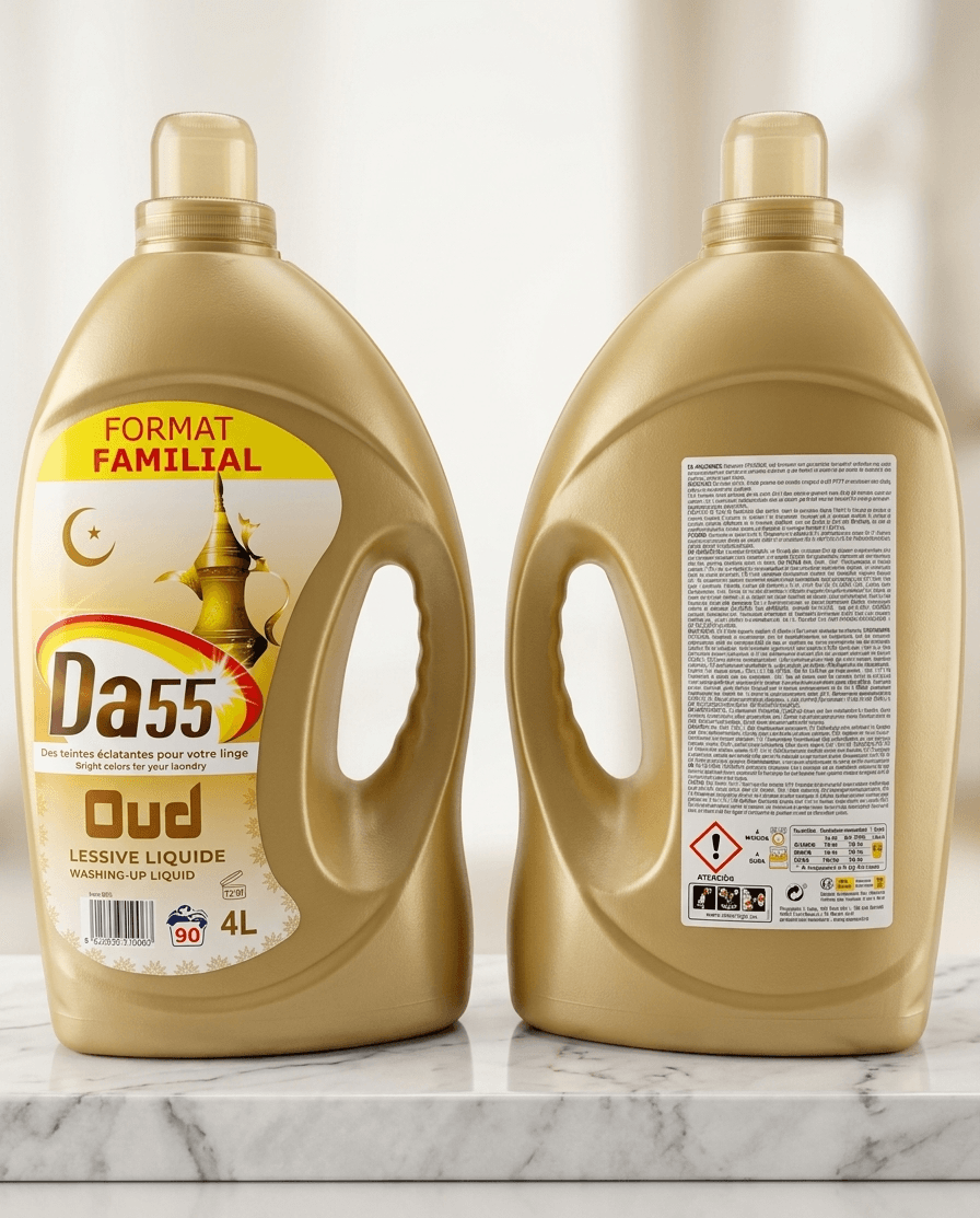 Lessive liquide 90 lavages Da55 Oud format familial teintes éclatantes (4L)