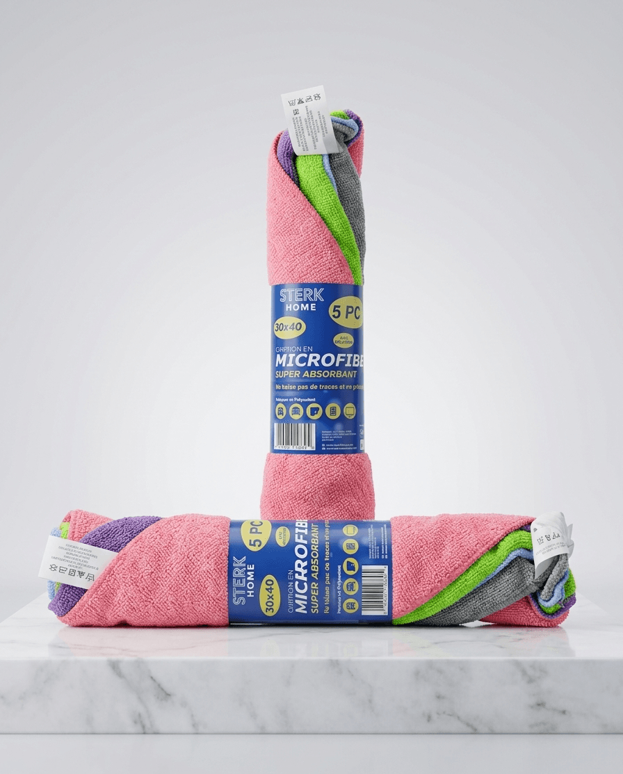 Lot de 5 chiffons microfibre super absorbant 30x40 cm