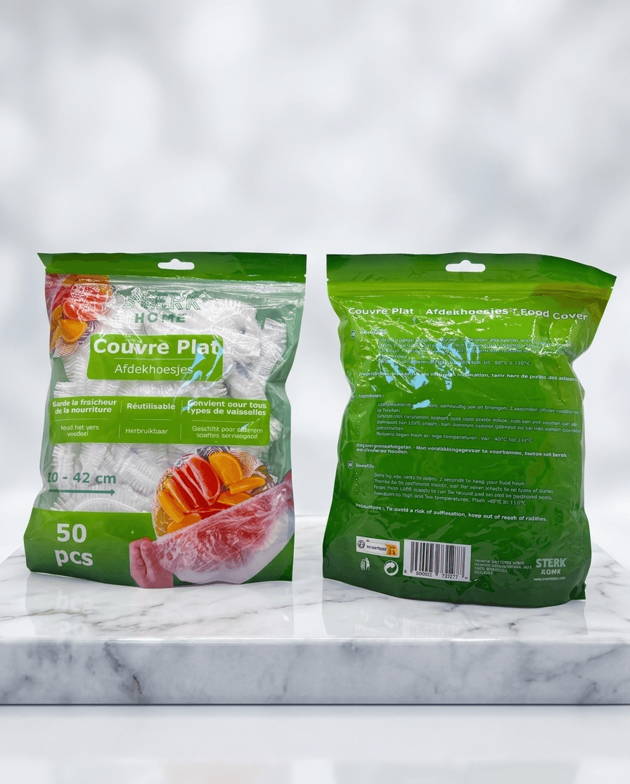 Lot de 50 couvercles alimentaires élastiques (couvre-plats réutilisables) 10-42 cm