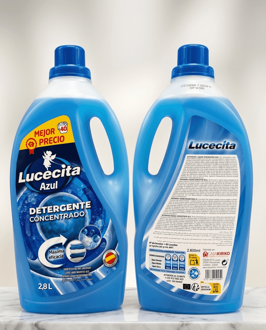 Lessive liquide concentrée 40 lavages haute efficacité Lucecita bleu (2,8L)