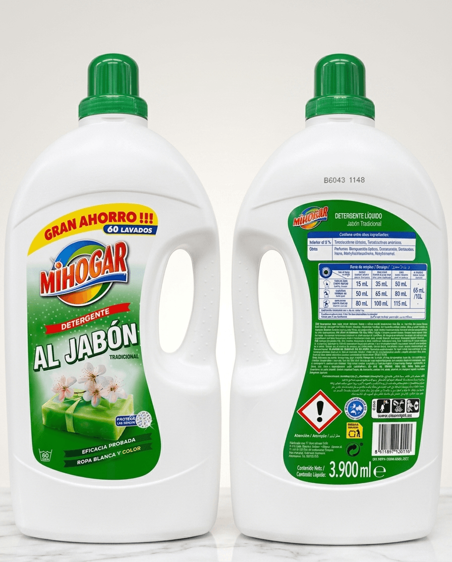 Lessive liquide 60 lavages savon traditionnel blanc et couleurs (3,9L)