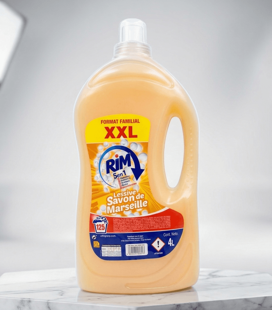 Lessive liquide 125 lavages Rim savon de Marseille 5en1 format familial XXL (4L)