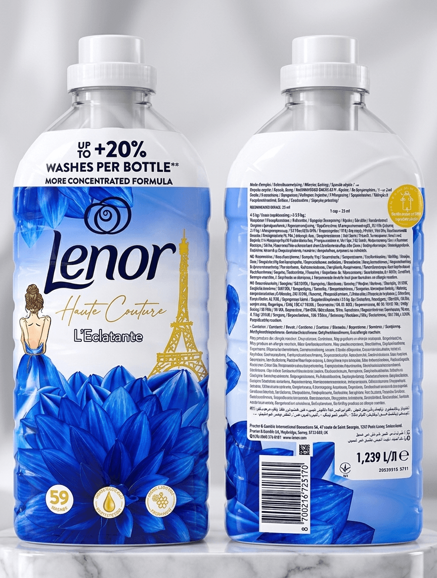 Lenor adoucissant liquide concentré 59 lavages Haute Couture L'Éclatante (1,239L)