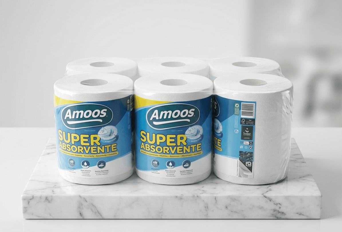 Pack de 6 essuie-tout double épaisseur ultra-efficace Amoos Super Absorbant