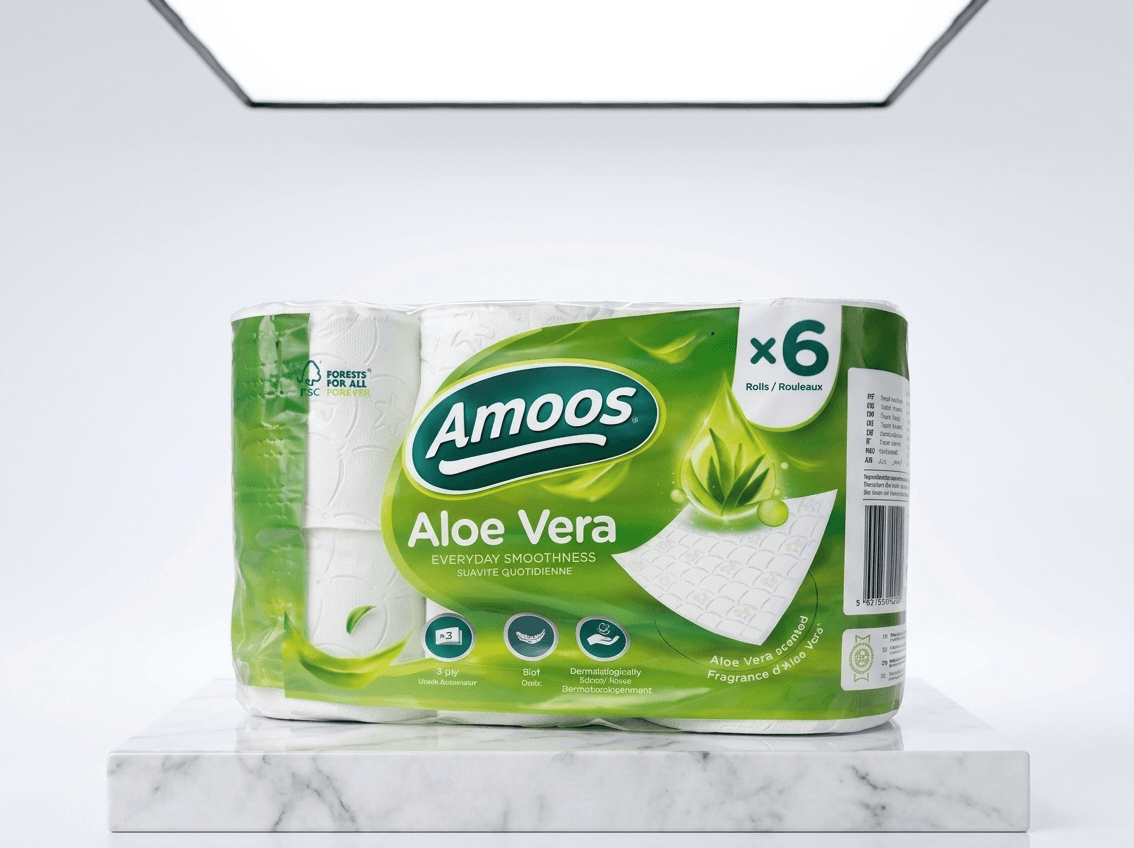 6 rouleaux de papier toilette Amoos Aloe Vera