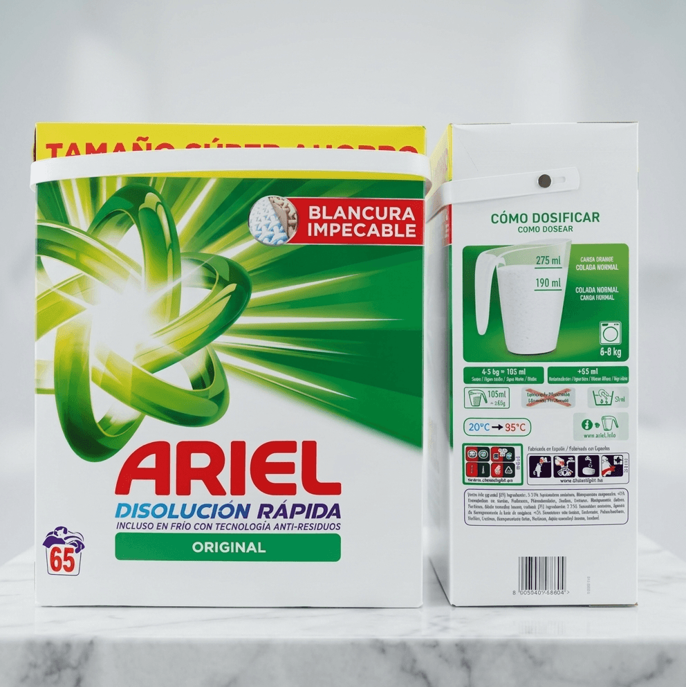 Lessive en poudre Ariel 65 lavages format économique Disolution Rapide Original (5kg)
