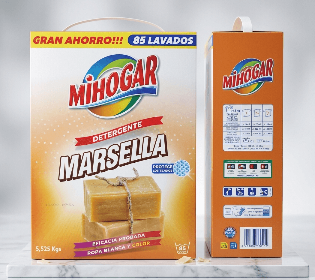 Lessive en poudre MiHogar savon de Marseille grand format 85 lavages (5,525kg)